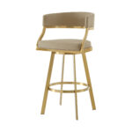 30" Sand and Gold Faux Leather Swivel Bar Stool