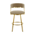 30" Sand and Gold Faux Leather Swivel Bar Stool
