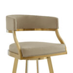 30" Sand and Gold Faux Leather Swivel Bar Stool