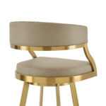 30" Sand and Gold Faux Leather Swivel Bar Stool