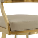 30" Sand and Gold Faux Leather Swivel Bar Stool