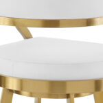 30" White and Gold Faux Leather Swivel Bar Stool