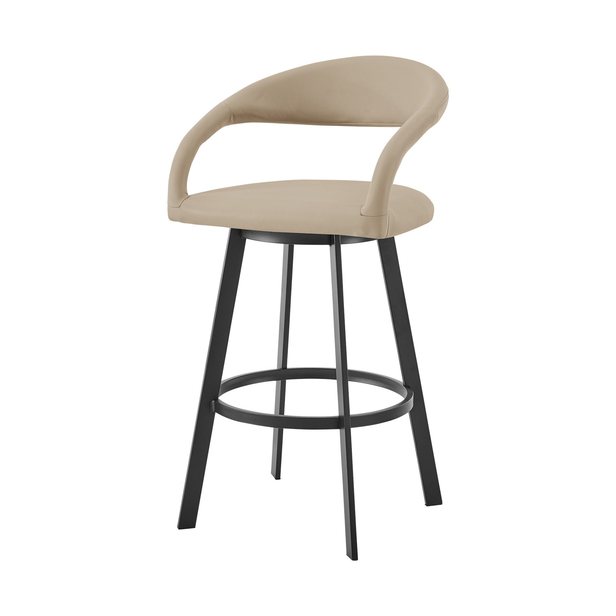 26" Beige and Black Faux Leather Swivel Bar Stool 4 26" Beige and Black Faux Leather Swivel Bar Stool - Image 4