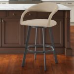 26" Beige and Black Faux Leather Swivel Bar Stool 10 26" Beige and Black Faux Leather Swivel Bar Stool