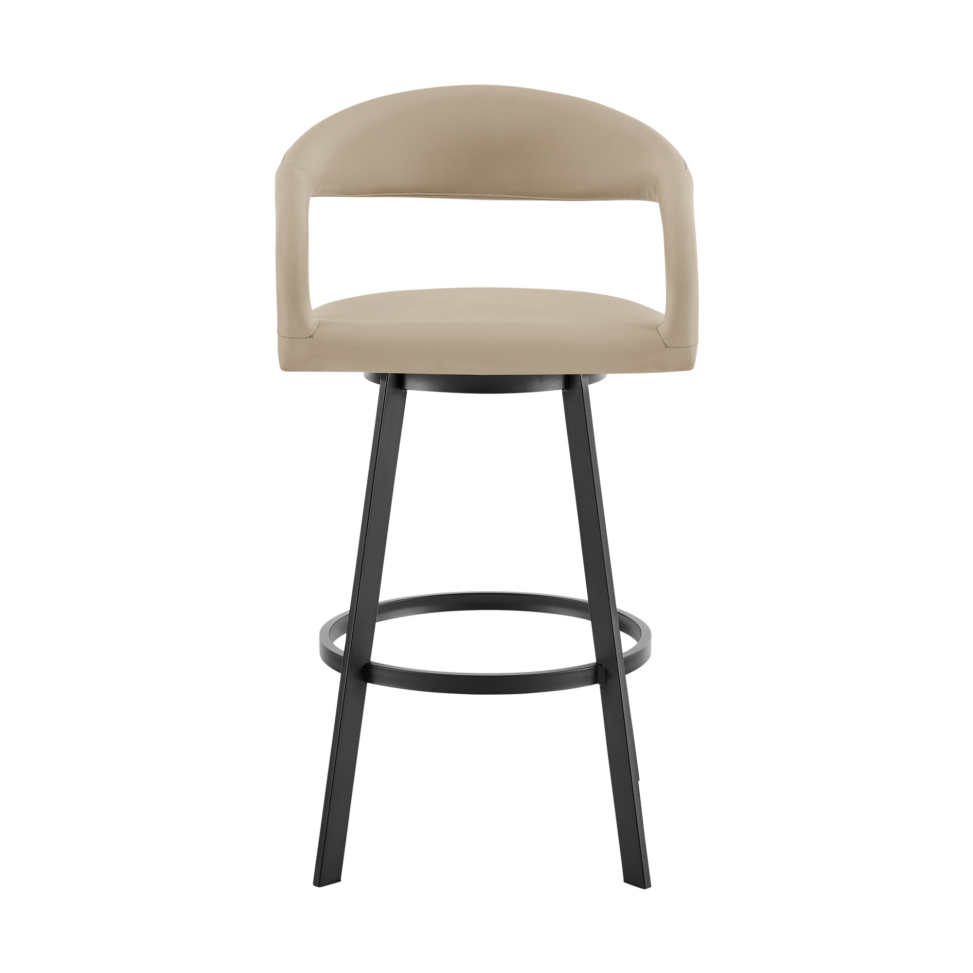 26" Beige and Black Faux Leather Swivel Bar Stool 2 26" Beige and Black Faux Leather Swivel Bar Stool - Image 2