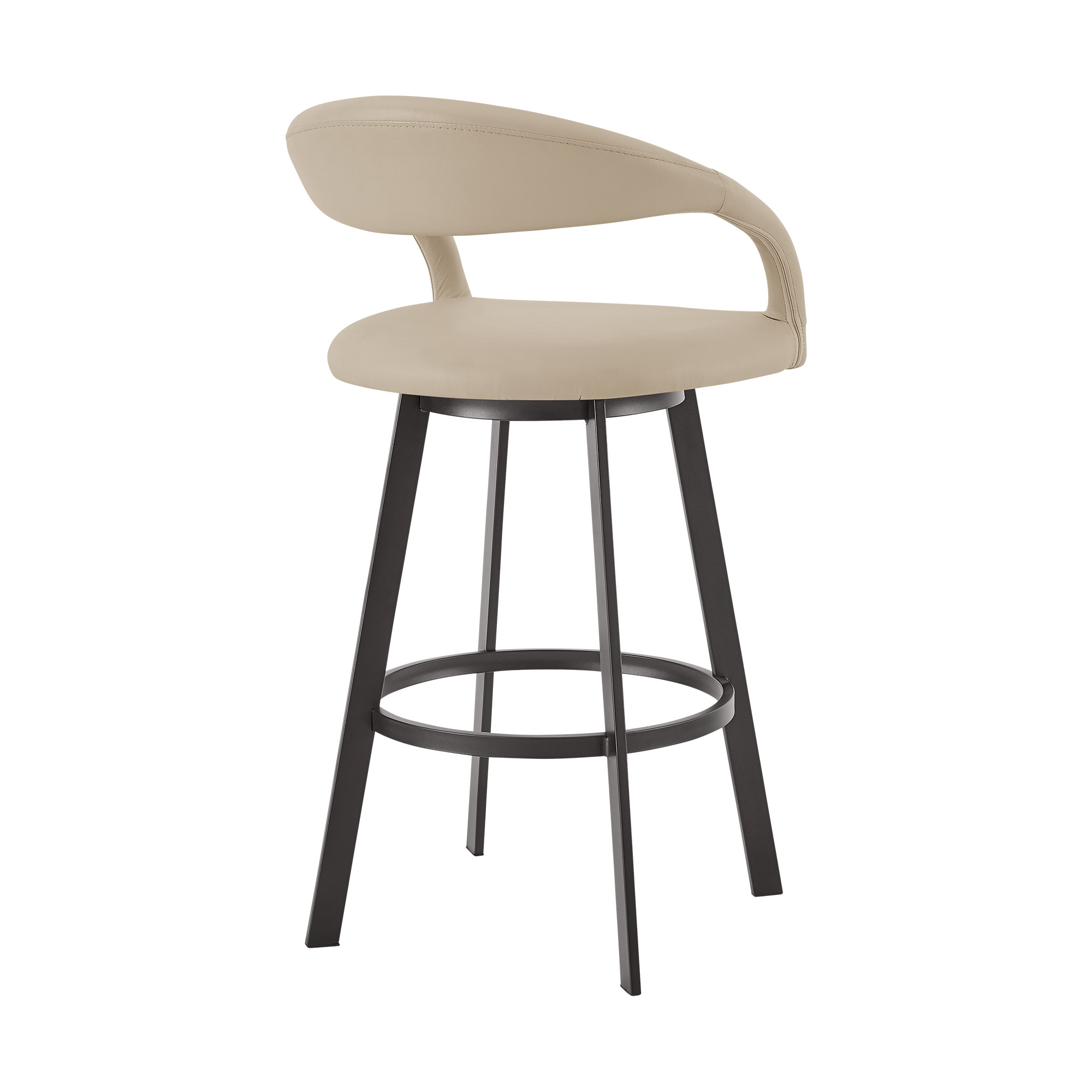 26" Beige and Black Faux Leather Swivel Bar Stool 5 26" Beige and Black Faux Leather Swivel Bar Stool - Image 5