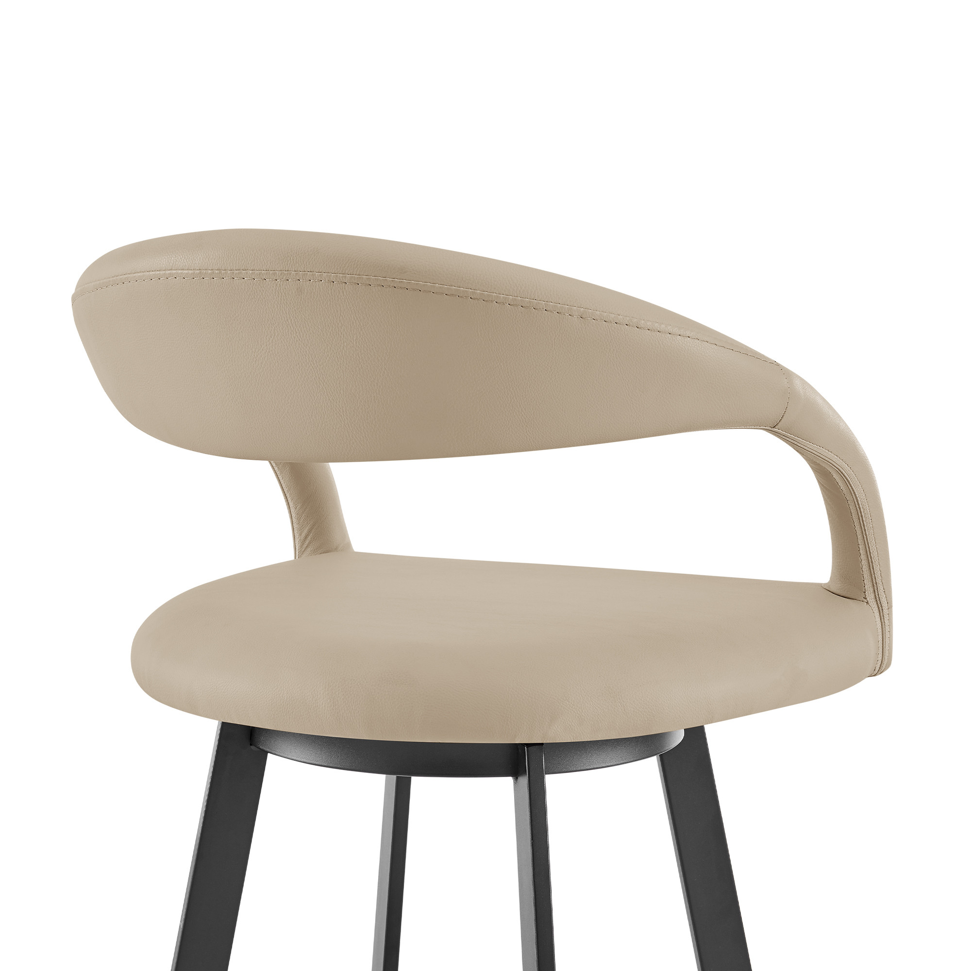 26" Beige and Black Faux Leather Swivel Bar Stool 8 26" Beige and Black Faux Leather Swivel Bar Stool - Image 8