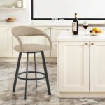 30" Beige and Black Swivel Bar Stool with Armrests 10 30" Beige and Black Swivel Bar Stool with Armrests