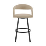 30" Beige and Black Swivel Bar Stool with Armrests 11 30" Beige and Black Swivel Bar Stool with Armrests