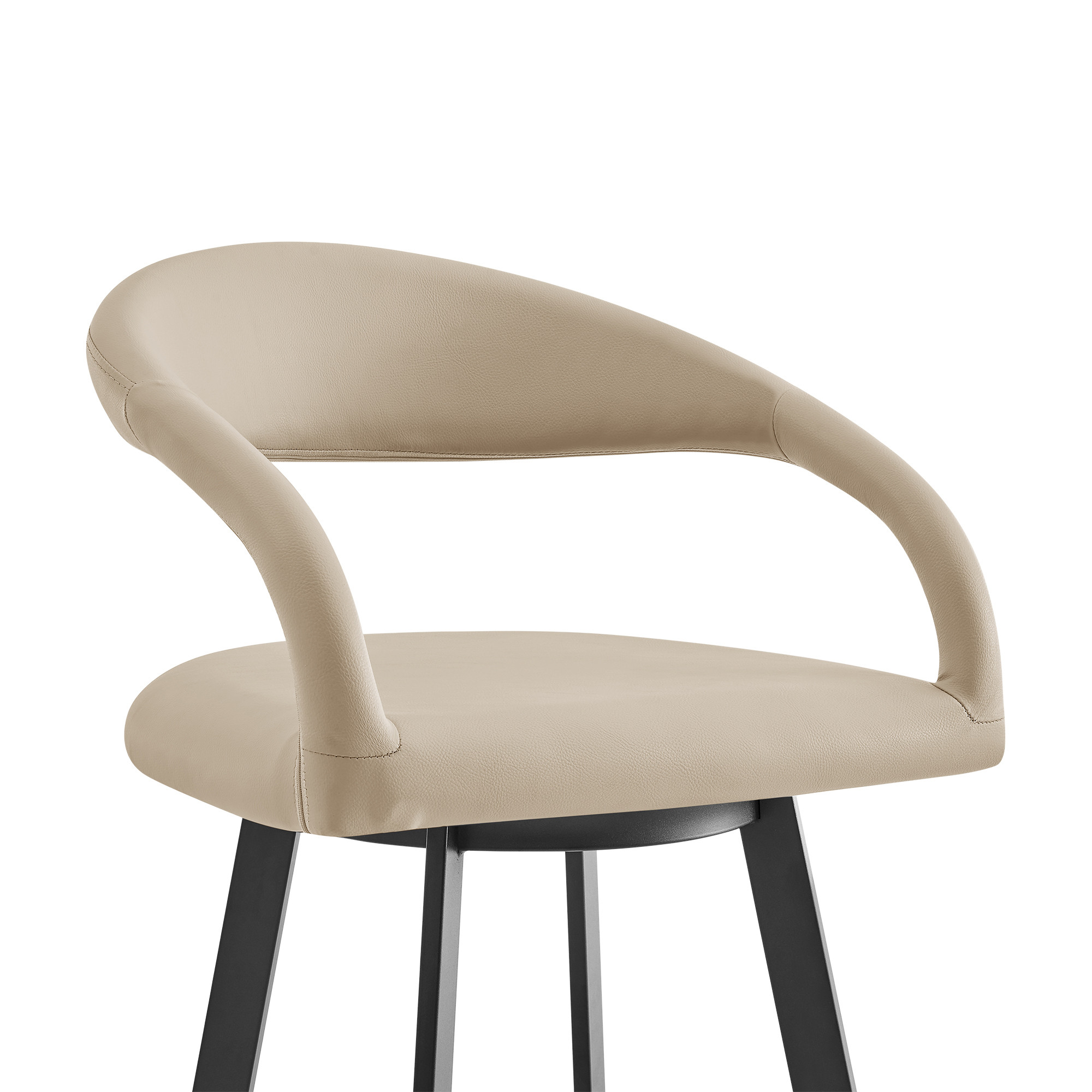 30" Beige and Black Swivel Bar Stool with Armrests 7 30" Beige and Black Swivel Bar Stool with Armrests - Image 7