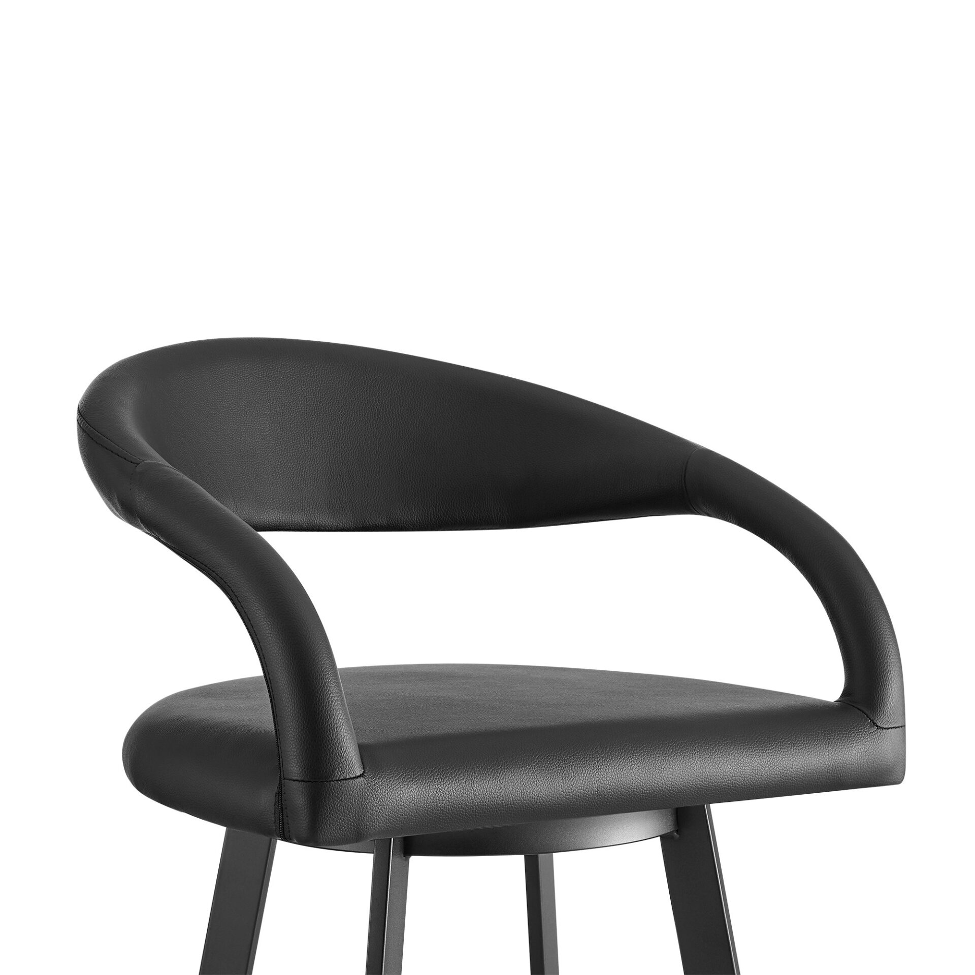 30" Black Faux Leather Swivel Bar Stool with Armrests 6 30" Black Faux Leather Swivel Bar Stool with Armrests - Image 6
