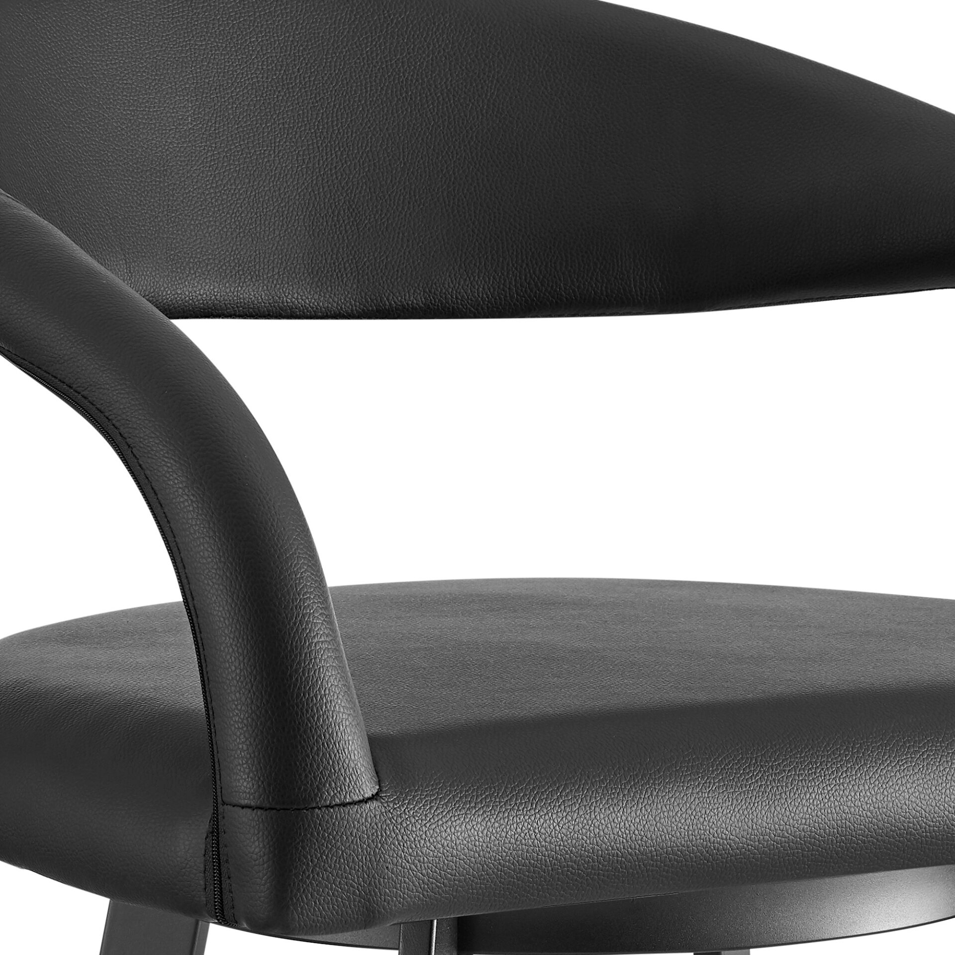 30" Black Faux Leather Swivel Bar Stool with Armrests 8 30" Black Faux Leather Swivel Bar Stool with Armrests - Image 8