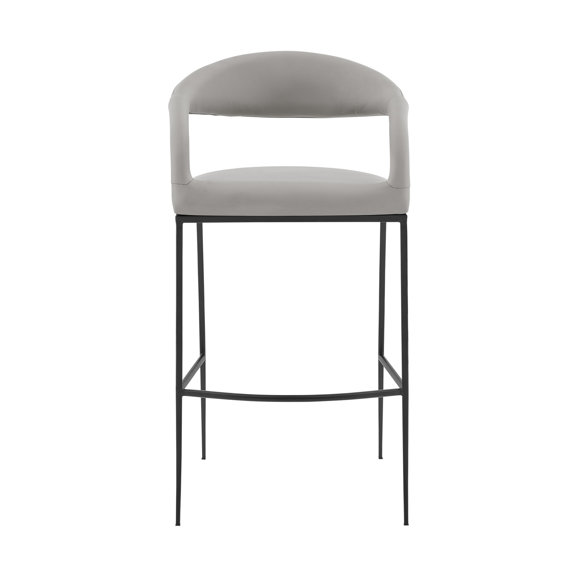 26" Light Gray and Black Faux Leather Low Back Bar Stool 2 26" Light Gray and Black Faux Leather Low Back Bar Stool - Image 2