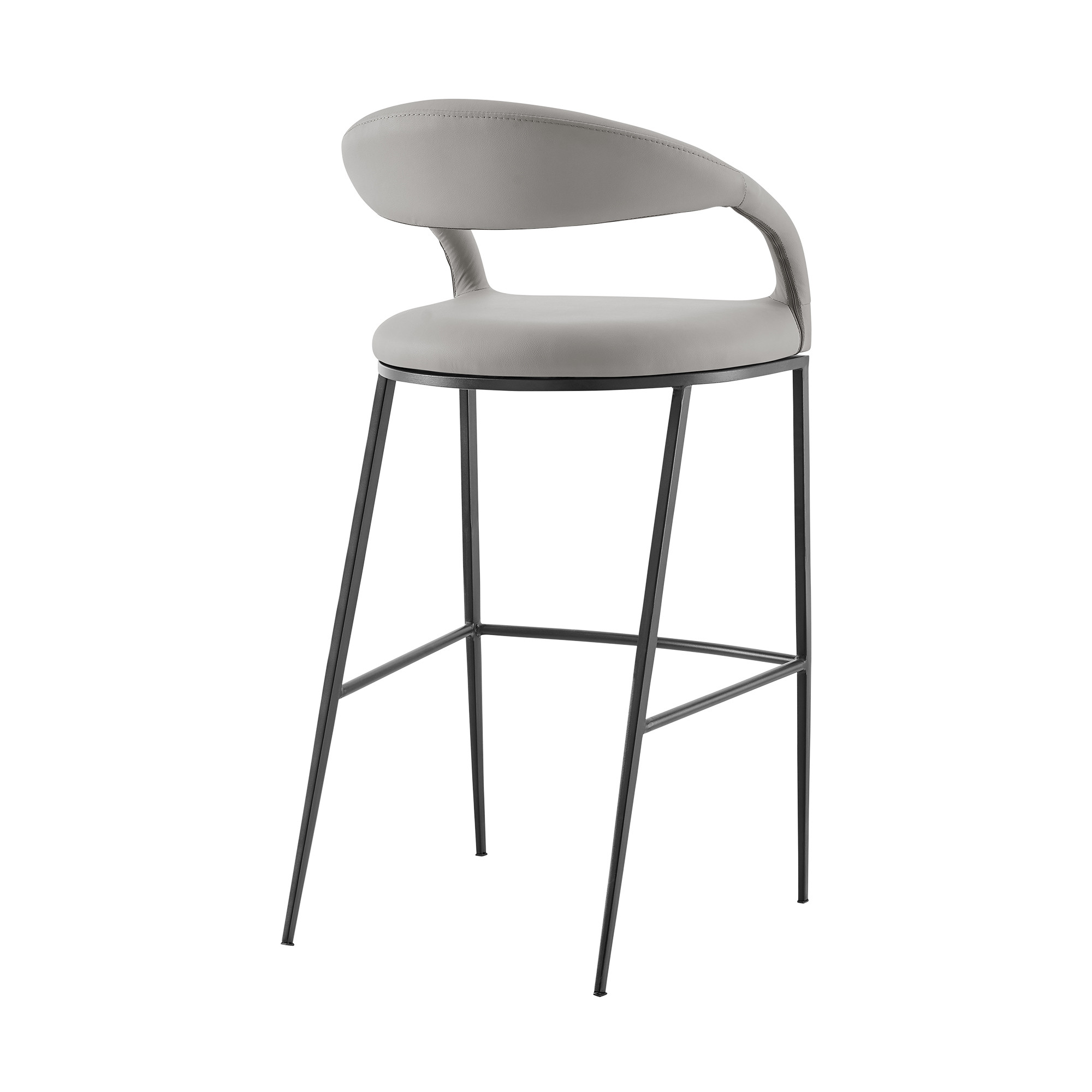 26" Light Gray and Black Faux Leather Low Back Bar Stool 5 26" Light Gray and Black Faux Leather Low Back Bar Stool - Image 5