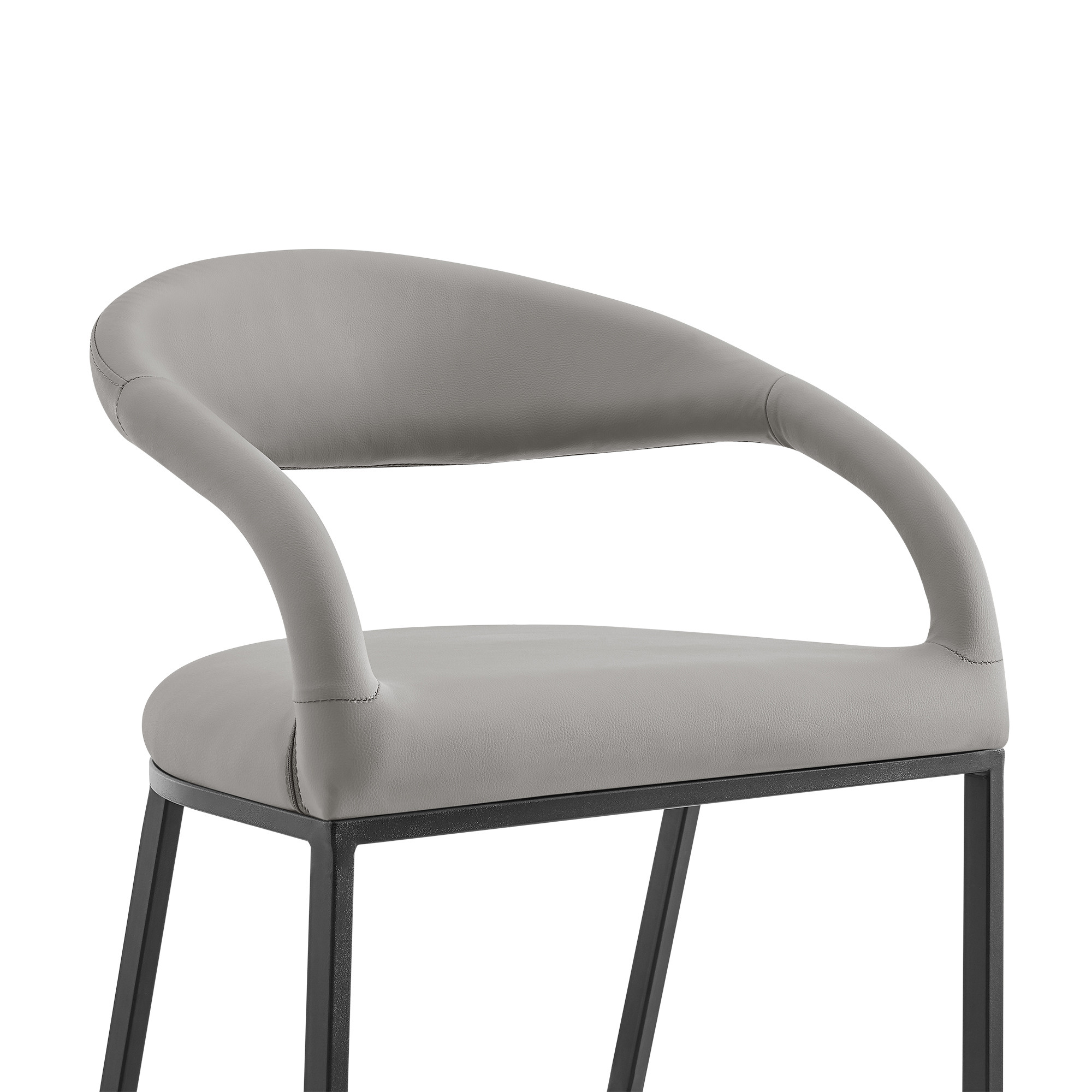 26" Light Gray and Black Faux Leather Low Back Bar Stool 7 26" Light Gray and Black Faux Leather Low Back Bar Stool - Image 7