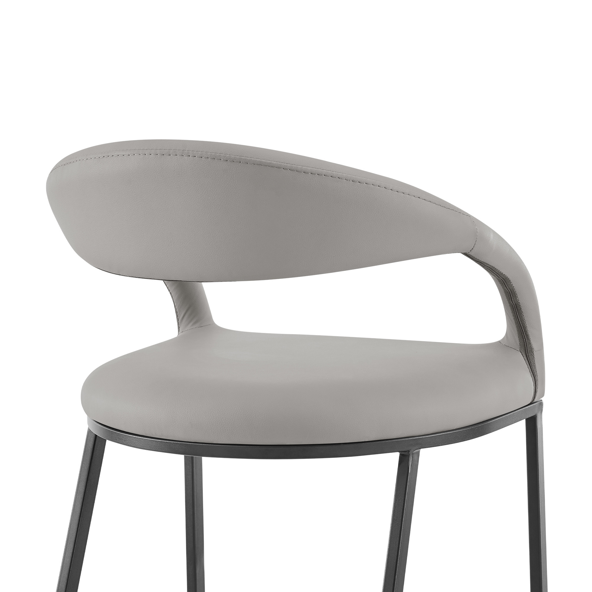 26" Light Gray and Black Faux Leather Low Back Bar Stool 8 26" Light Gray and Black Faux Leather Low Back Bar Stool - Image 8