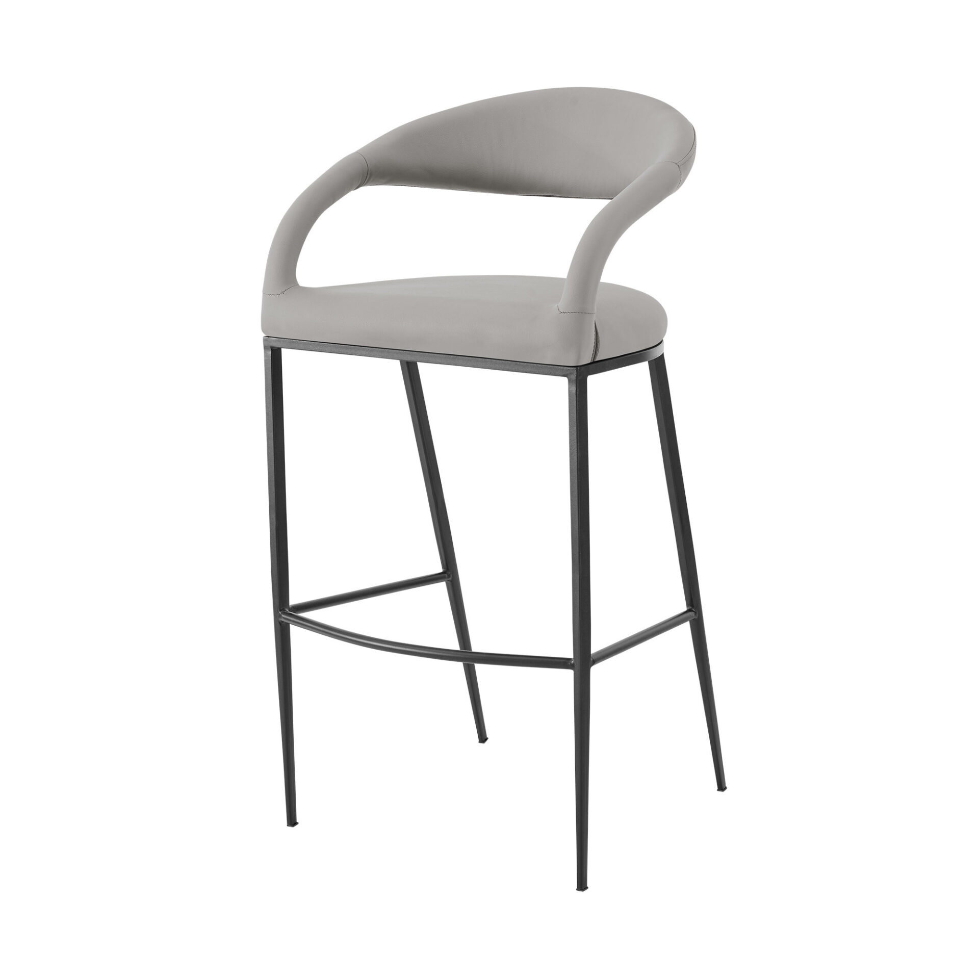 30" Light Gray and Black Faux Leather Modern Bar Stool 6 30" Light Gray and Black Faux Leather Modern Bar Stool - Image 6