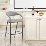 30" Light Gray and Black Faux Leather Modern Bar Stool 10 30" Light Gray and Black Faux Leather Modern Bar Stool