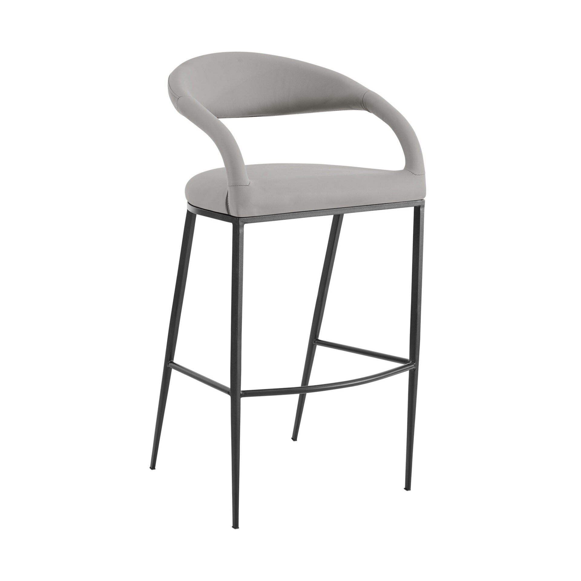 30" Light Gray and Black Faux Leather Modern Bar Stool 3 30" Light Gray and Black Faux Leather Modern Bar Stool - Image 3