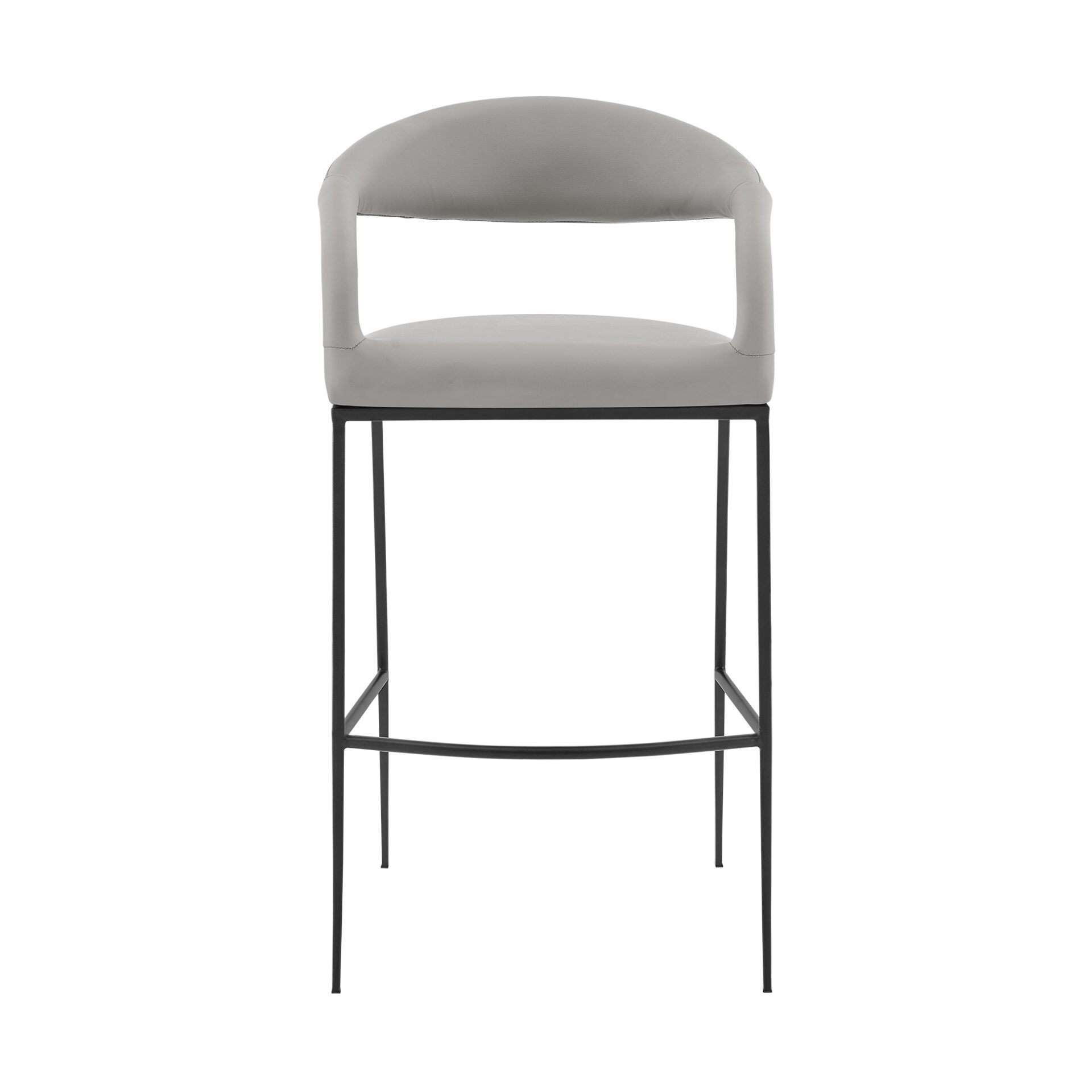 30" Light Gray and Black Faux Leather Modern Bar Stool 2 30" Light Gray and Black Faux Leather Modern Bar Stool - Image 2