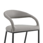 30" Light Gray and Black Faux Leather Modern Bar Stool 16 30" Light Gray and Black Faux Leather Modern Bar Stool
