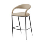 30" Beige and Black Faux Leather Iron Bar Stool