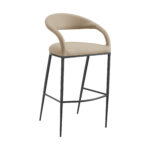30" Beige and Black Faux Leather Iron Bar Stool