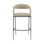 30" Beige and Black Faux Leather Iron Bar Stool