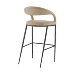 30" Beige and Black Faux Leather Iron Bar Stool