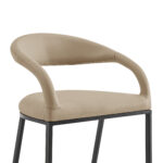 30" Beige and Black Faux Leather Iron Bar Stool