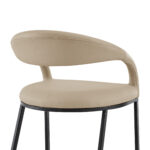 30" Beige and Black Faux Leather Iron Bar Stool