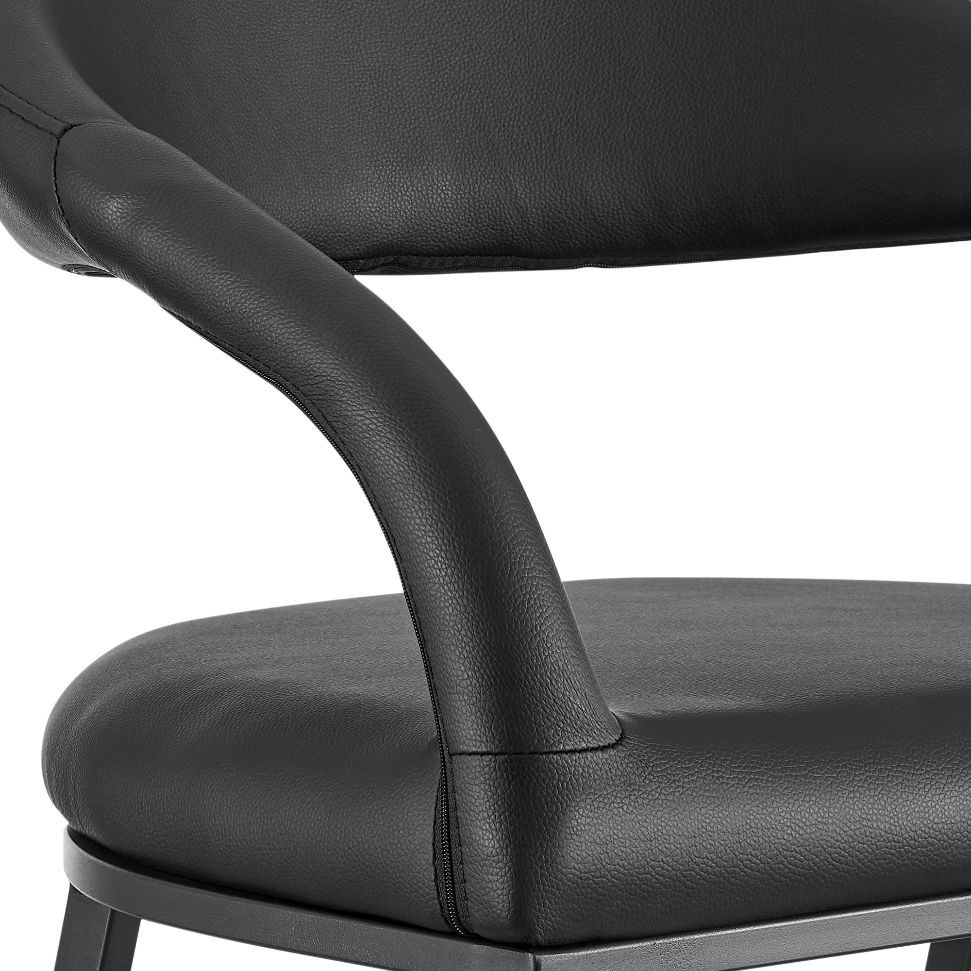26" Black Faux Leather and Iron Low Back Bar Stool 9 26" Black Faux Leather and Iron Low Back Bar Stool - Image 9