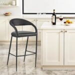 30" Black Faux Leather and Iron Low Back Bar Stool 10 30" Black Faux Leather and Iron Low Back Bar Stool