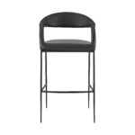 30" Black Faux Leather and Iron Low Back Bar Stool 11 30" Black Faux Leather and Iron Low Back Bar Stool