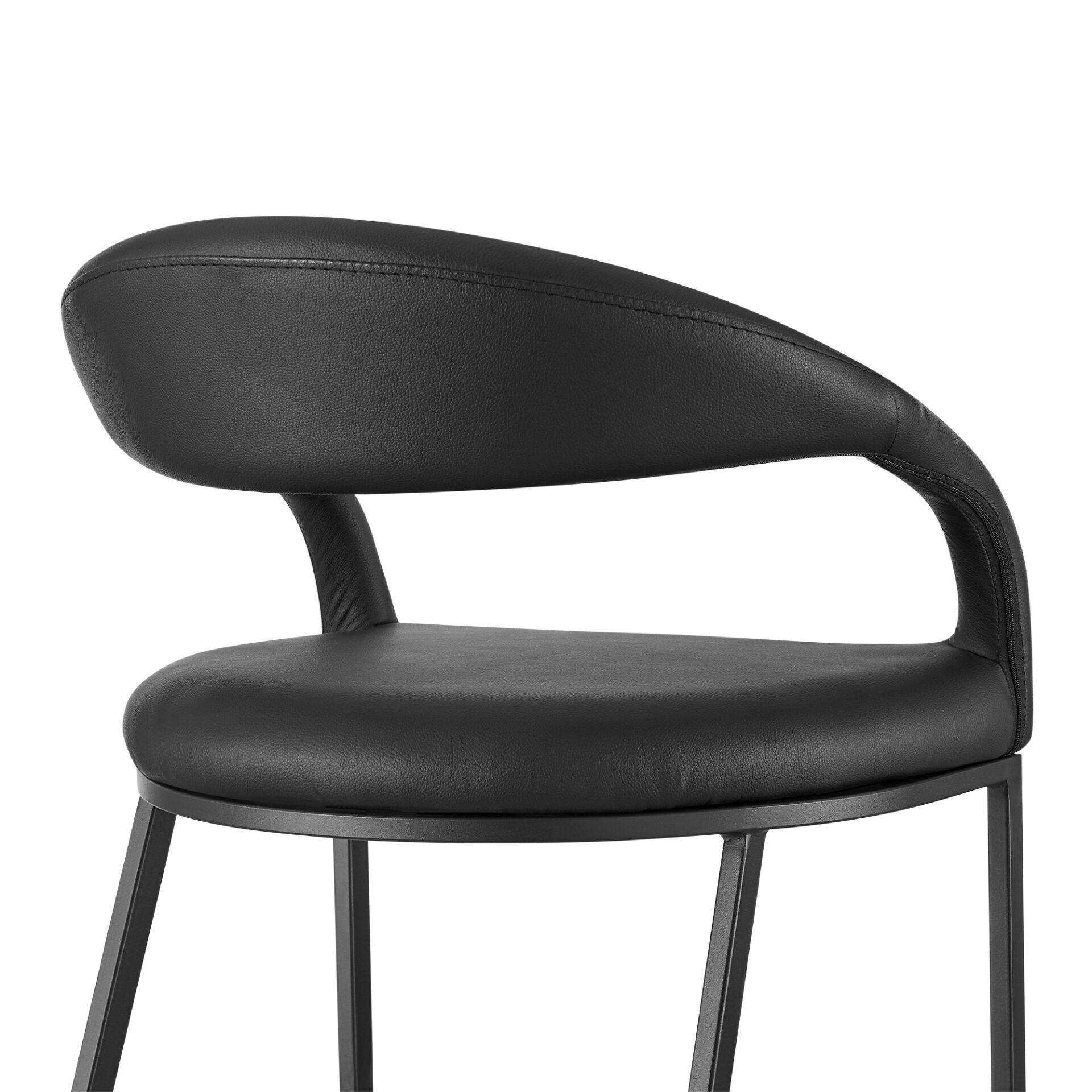 30" Black Faux Leather and Iron Low Back Bar Stool 8 30" Black Faux Leather and Iron Low Back Bar Stool - Image 8