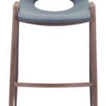Mid-Century Modern Barstool with Faux Leather and Walnut Finish (Set of 2)