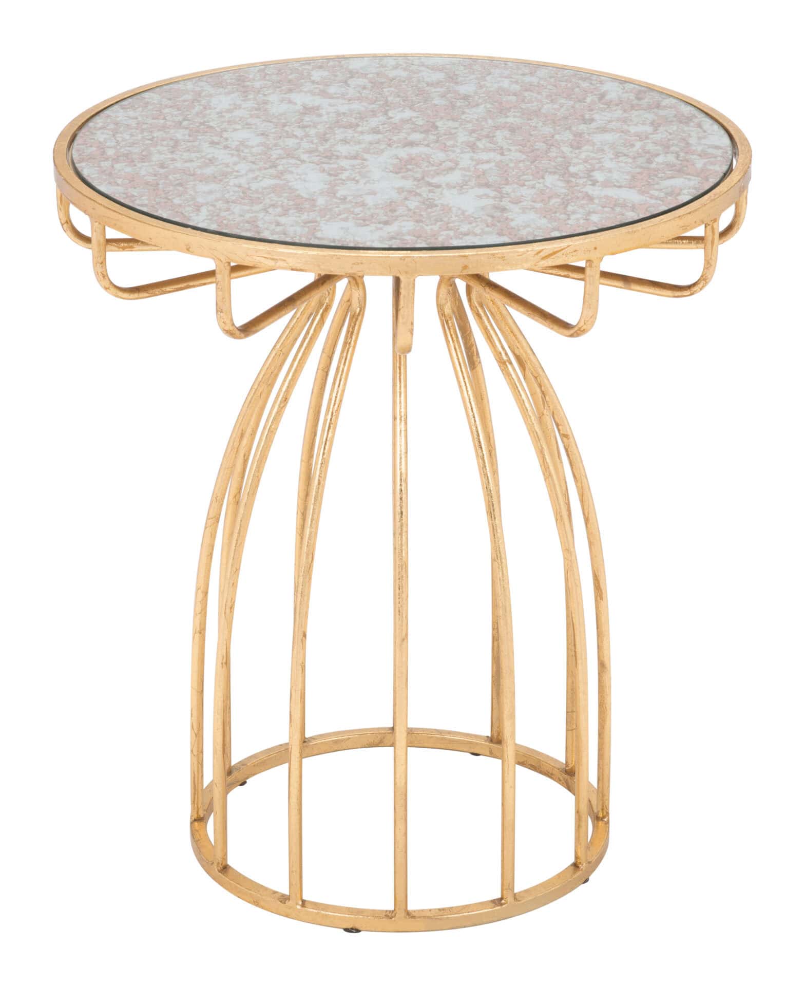 Gold Silo Side Table with White Round Top 3 Gold Silo Side Table with White Round Top - Image 3