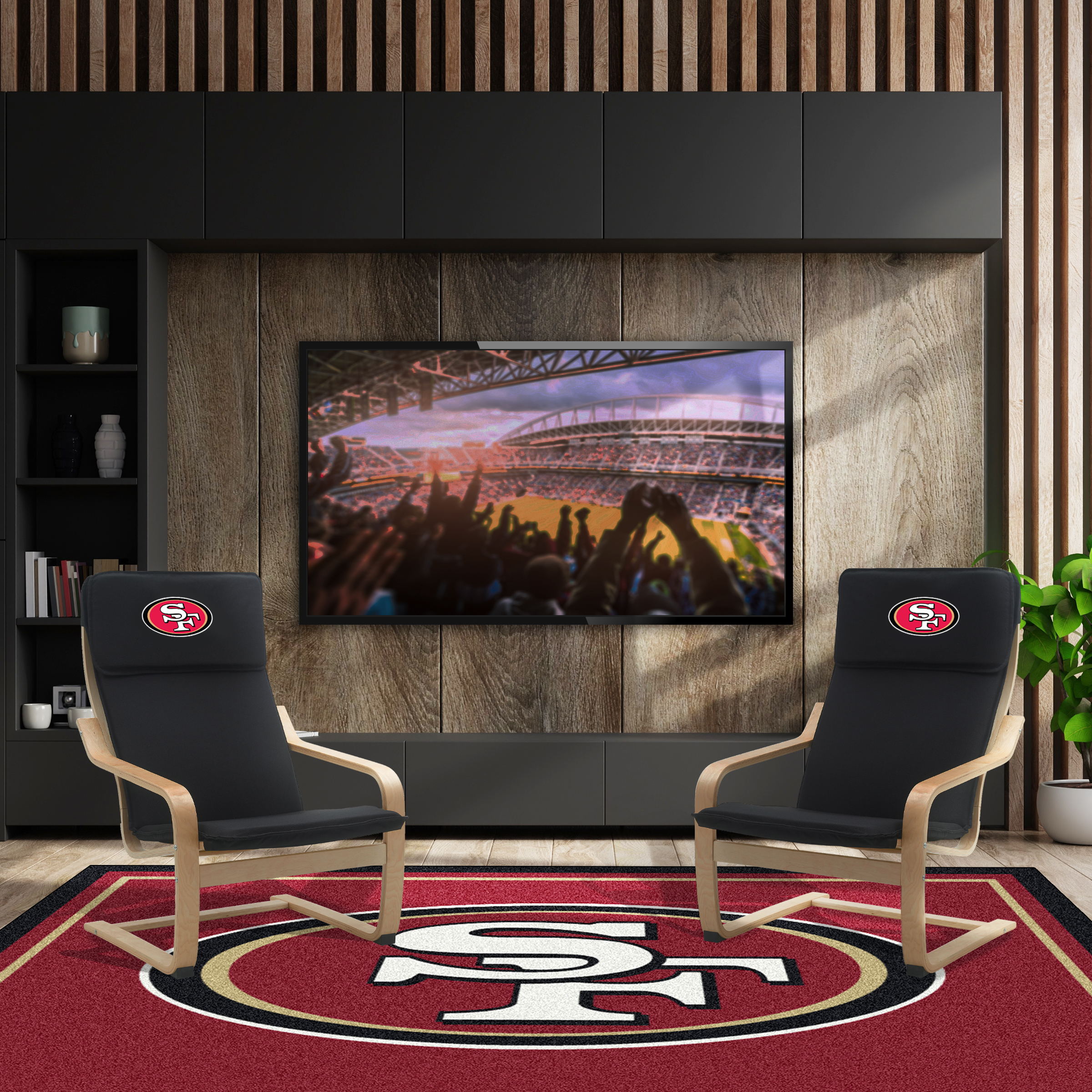 san francisco 49ers embroidered birch bentwood accent chair
