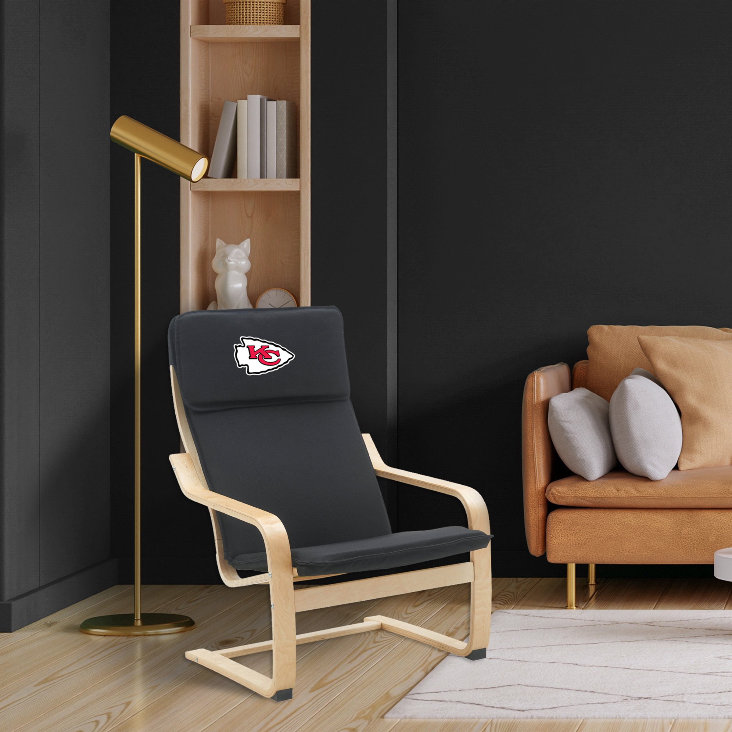 kansas city chiefs embroidered birch bentwood accent chair