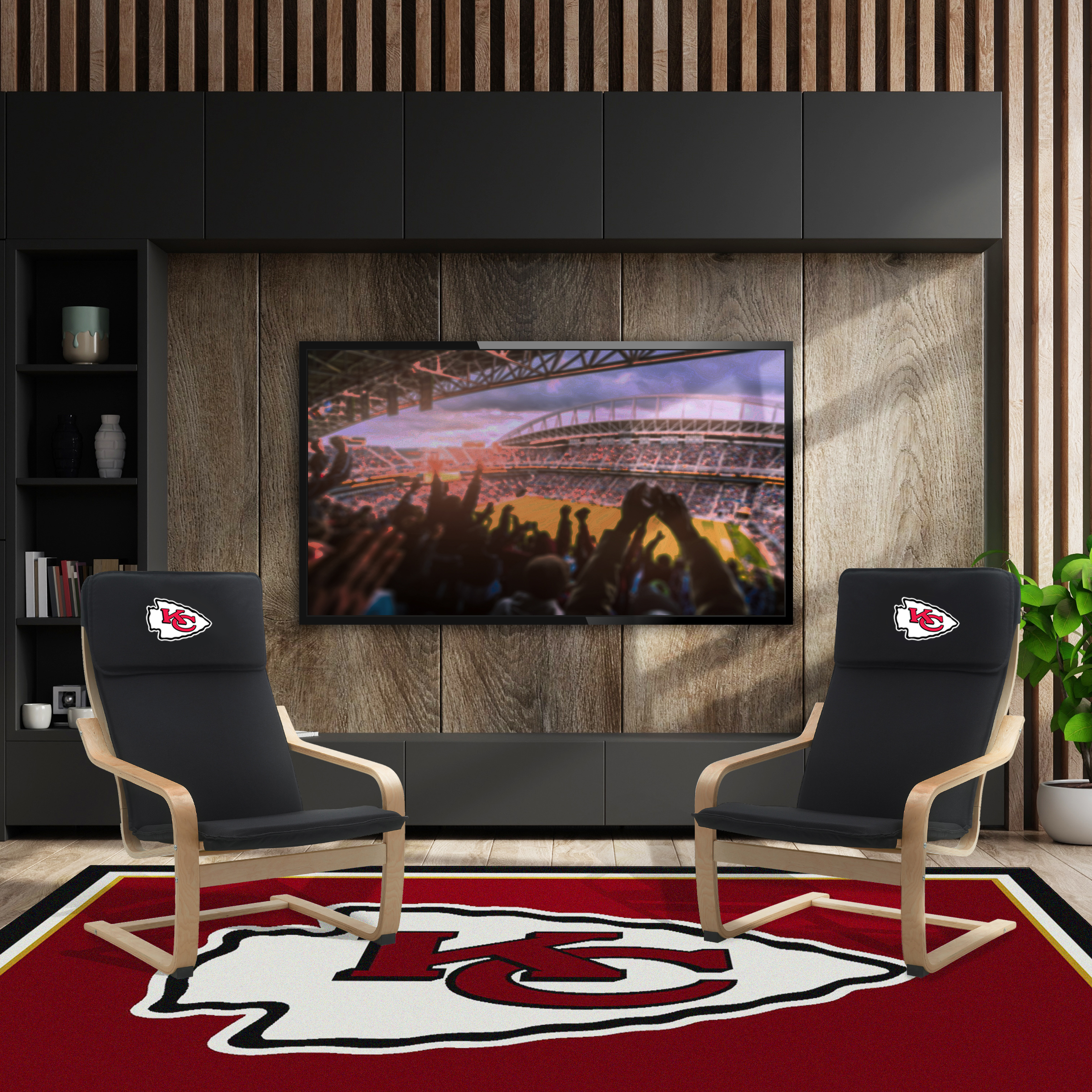 kansas city chiefs embroidered birch bentwood accent chair