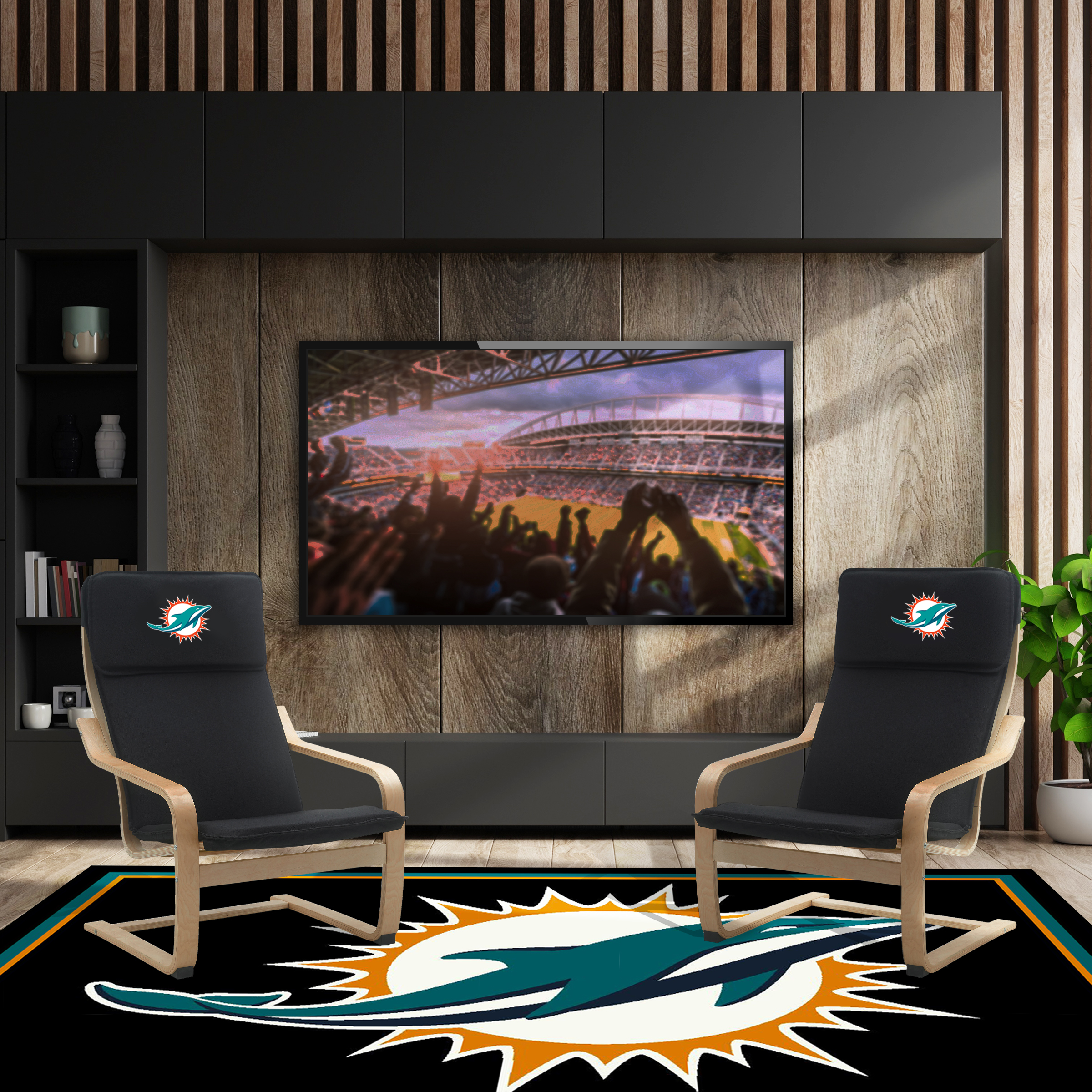 miami dolphins embroidered birch bentwood accent chair