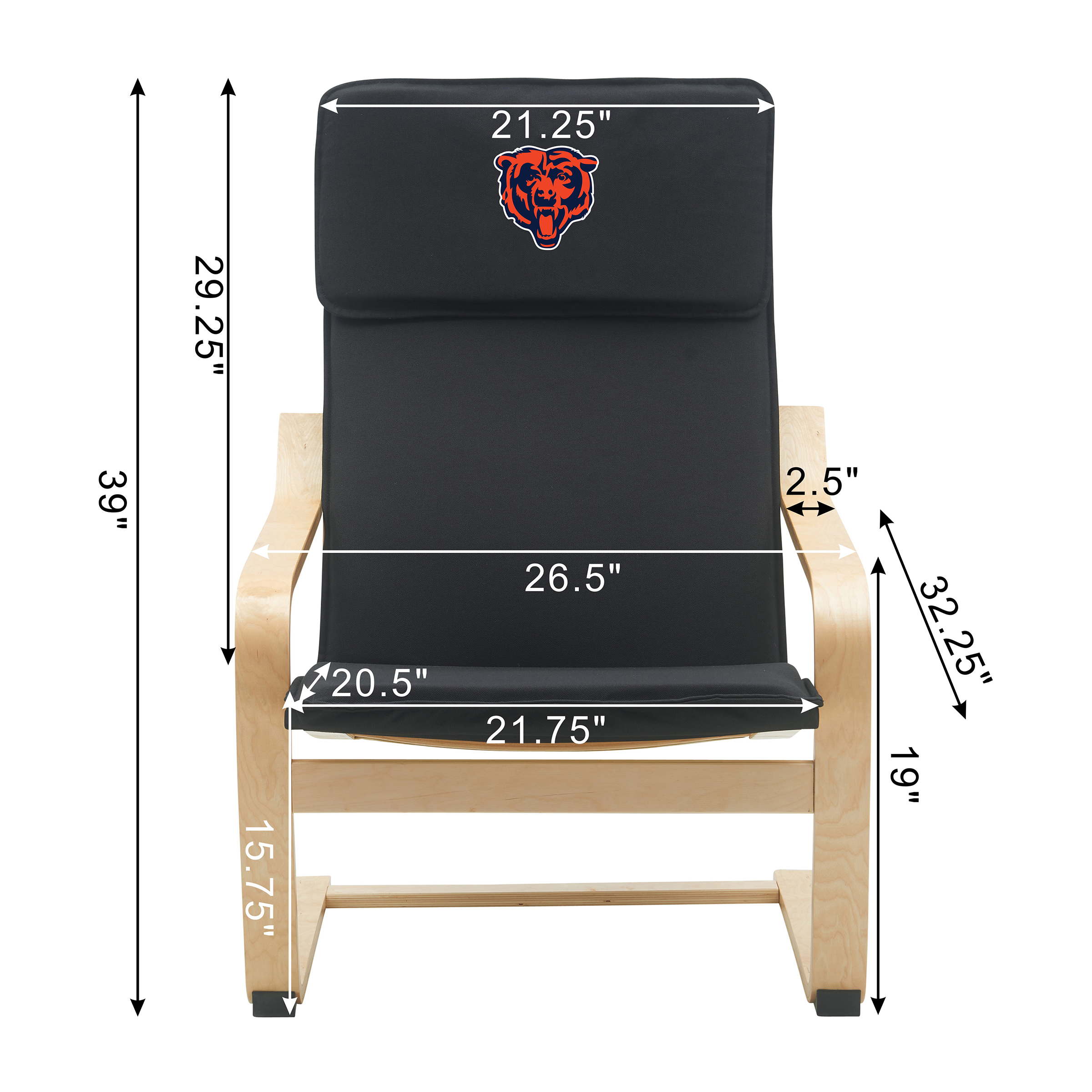 chicago bears embroidered birch bentwood accent chair