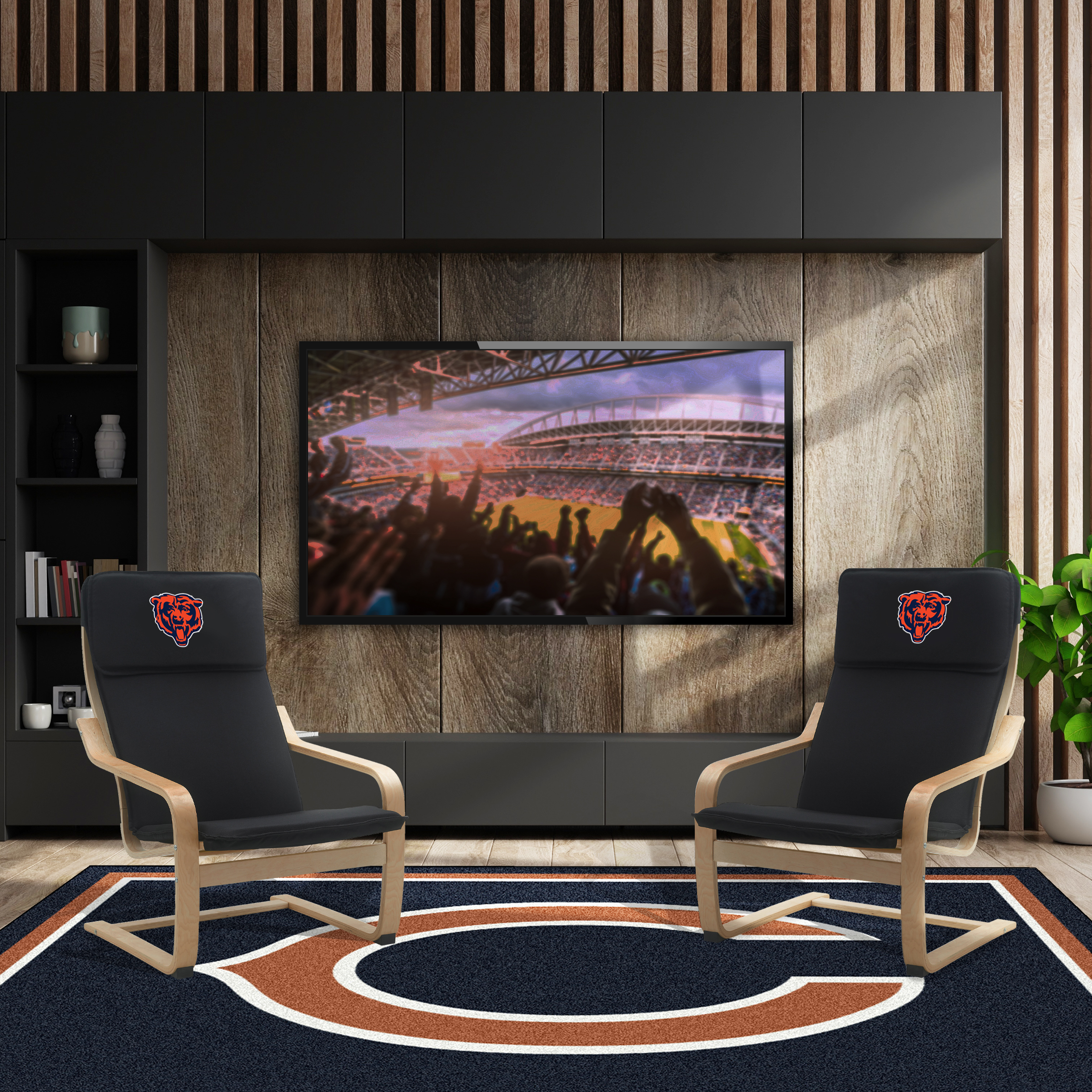 chicago bears embroidered birch bentwood accent chair