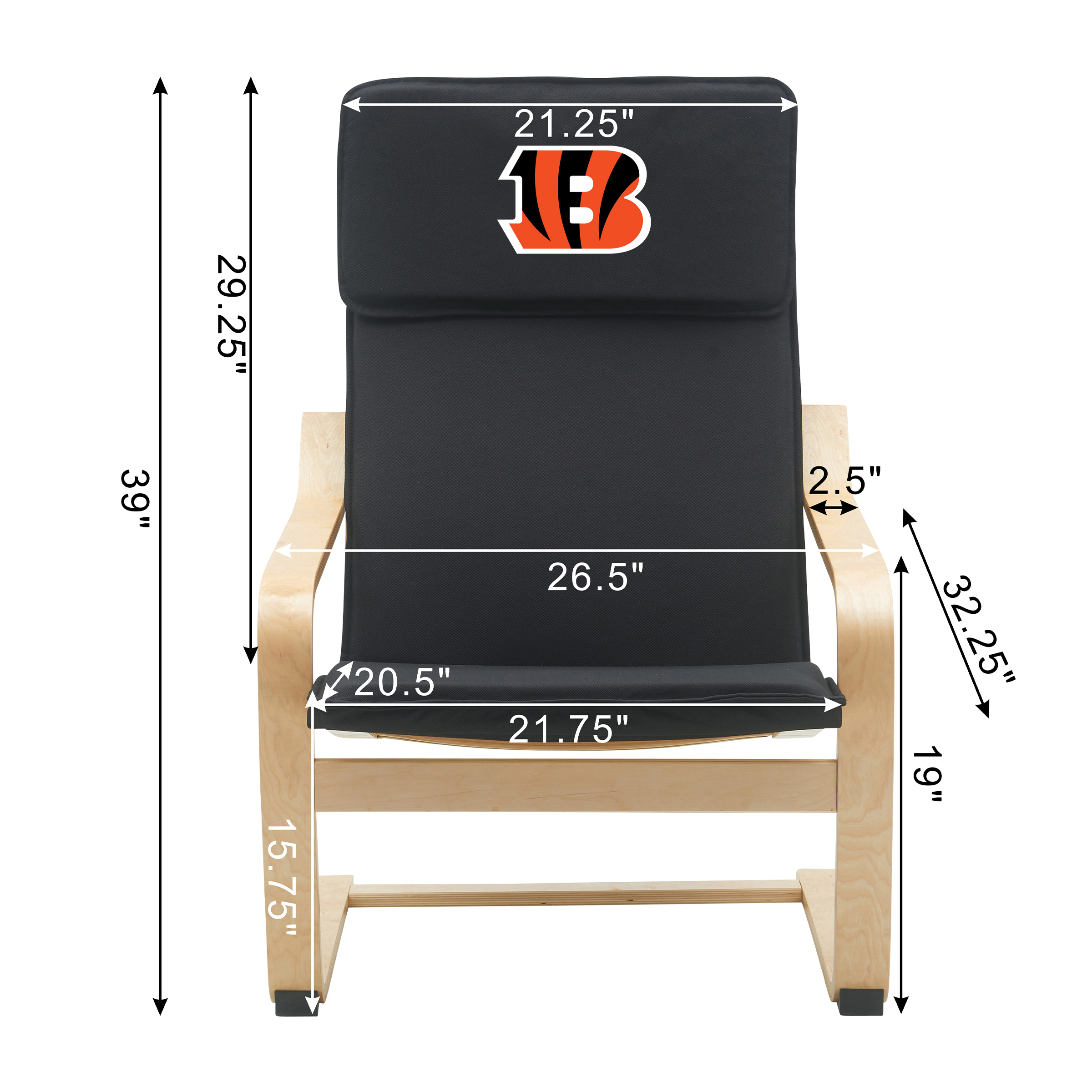 cincinnati bengals embroidered birch bentwood accent chair
