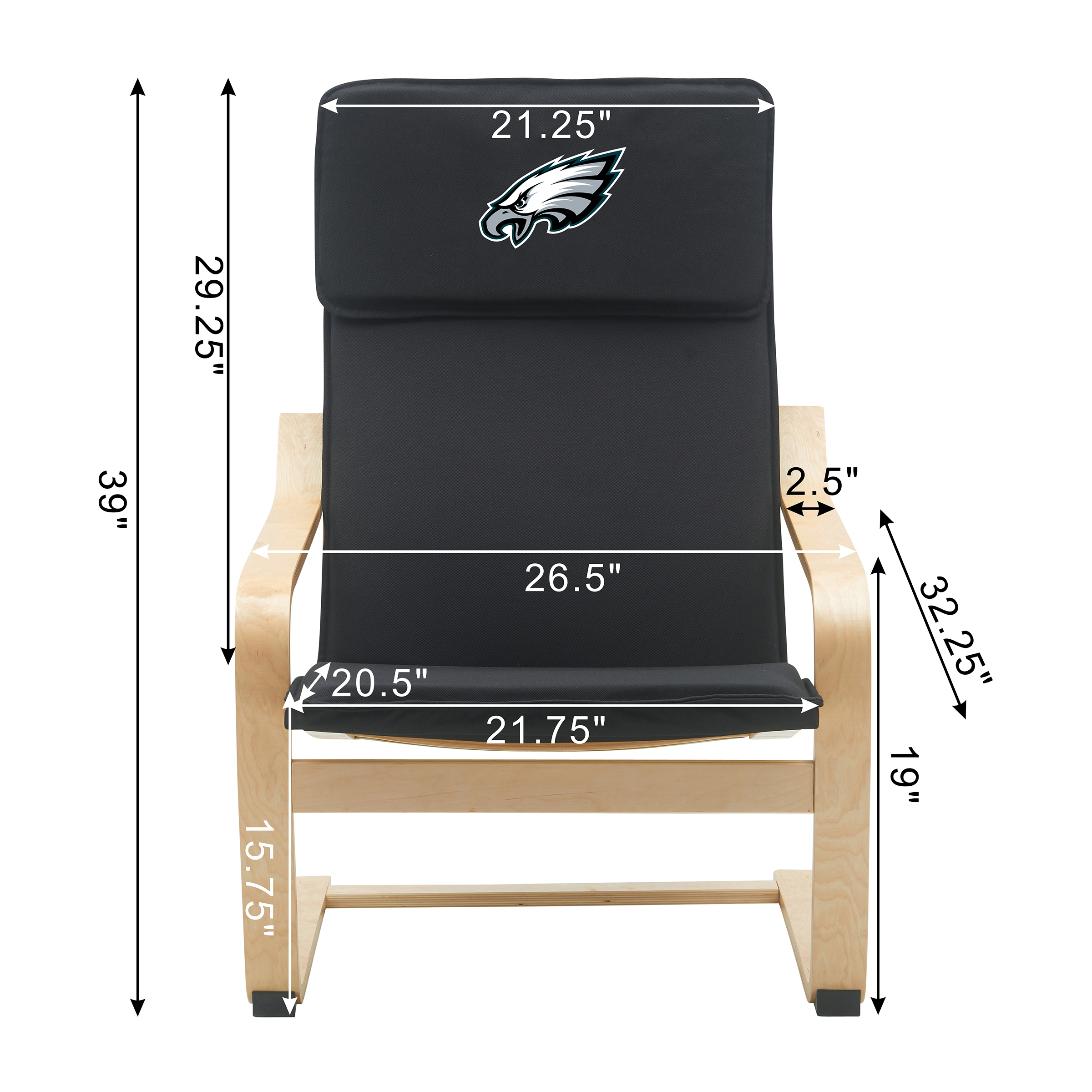 philadelphia eagles embroidered birch bentwood accent chair