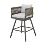 35-Inch Light Gray Metal Swivel Outdoor Bar Stool with Footrest 15 35-Inch Light Gray Metal Swivel Outdoor Bar Stool with Footrest