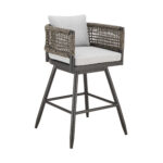 35-Inch Light Gray Metal Swivel Outdoor Bar Stool with Footrest 10 35-Inch Light Gray Metal Swivel Outdoor Bar Stool with Footrest