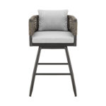 35-Inch Light Gray Metal Swivel Outdoor Bar Stool with Footrest 12 35-Inch Light Gray Metal Swivel Outdoor Bar Stool with Footrest