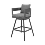 34-Inch Dark Gray Swivel Outdoor Bar Stool with Footrest 15 34-Inch Dark Gray Swivel Outdoor Bar Stool with Footrest