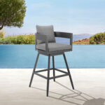 34-Inch Dark Gray Swivel Outdoor Bar Stool with Footrest 18 34-Inch Dark Gray Swivel Outdoor Bar Stool with Footrest